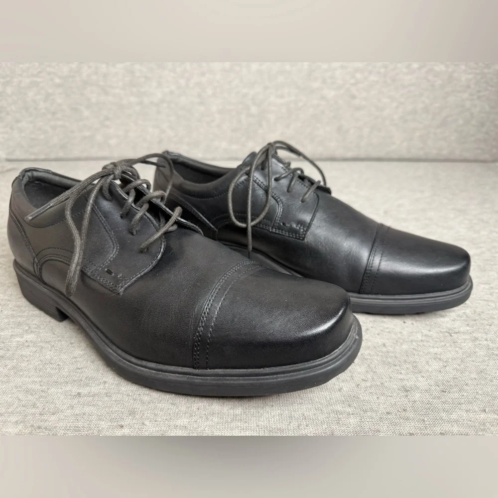 Rockport Adiprene‎ by adidas Mens Size 9 Black Leather Cap Toe Dress Shoes